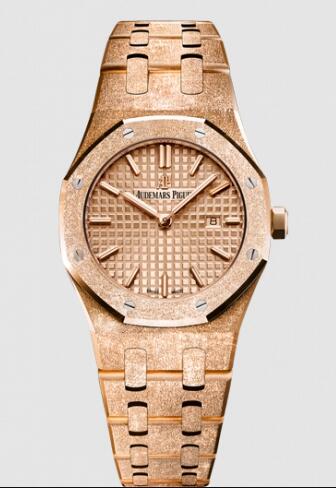 Review 67653OR.GG.1263OR.02 Audemars Piguet Royal Oak 67653 Quartz Frosted Pink Gold replica watch